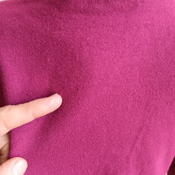 Women's Small Vintage 80's Sweatshirt Magenta Blue Collar Embroidered Horse Logo - Picture 7 of 7